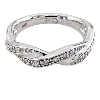 9ct white gold Diamond Band Ring size L